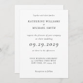 Timeless Elegant White Wedding Invitations (Devant / Derrière)