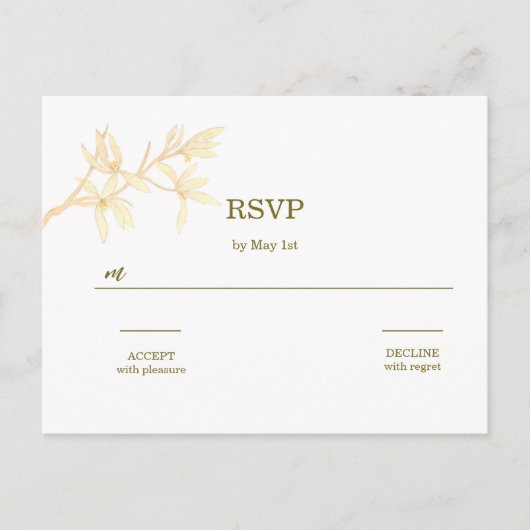 Timeless Flower QR Code Weddenschap RSVP Briefkaart (Voorkant)