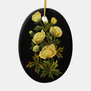 Timeless Globeflower Oval Ornament