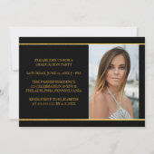 Timeless Gold Black Photo Afstuderen Invitation Kaart (Achterkant)