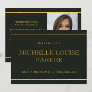 Timeless Gold Green Photo Afstuderen Invitation Kaart
