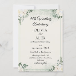 Timeless Greenery Wedding Anniversary Invitations Kaart