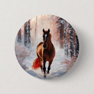 Timeless Horse Silhouette Badge Ronde Button 5,7 Cm