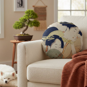 Timeless legance: Japanse geisha Art Rond Kussen