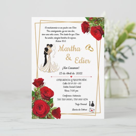Timeless Love Red Elegance Wedding Invitation  (Debout devant)