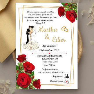 Timeless Love Red Elegance Wedding Invitation 