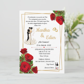 Timeless Love Red Elegance Wedding Invitation  Kaart
