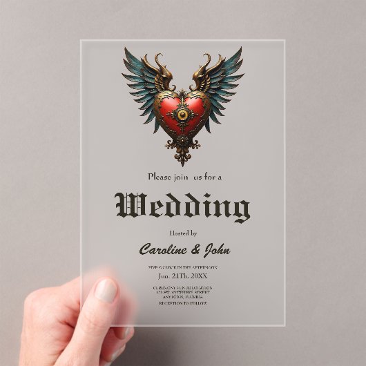 Timeless love, surreal elegance in steampunk style acryl uitnodigingen (Insitu (Draagbaar))