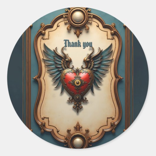 Timeless love, surreal elegance in steampunk style ronde sticker (Voorkant)