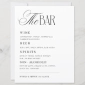 Timeless Luxe Script Classy Wedding Bar Drink Menu (Devant)