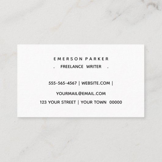 Timeless Marble Visitekaartje de minimale lay-out (Achterkant)