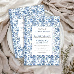 Timeless Navy Blue Toile Wedding Invitation<br><div class="desc">✅ For matching items search 225T in my collections ✅ Make a lasting first impression with this French toile de Jouy wedding invitation, beautifully designed to showcase the best printing quality available on Zazzle. Featuring intricate floral patterns in rich navy, royal, dusty, and deep blue tones, this invitation blends timeless...</div>