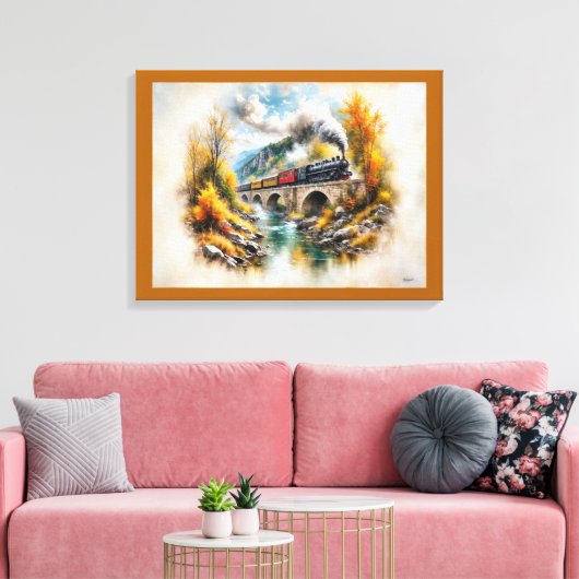 Timeless Railway Escape / Picturesque Fall Scenery Canvas Afdruk (Insitu (Woonkamer))