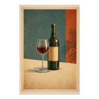 Timeless Red Wine Retro Bar Cart Poster