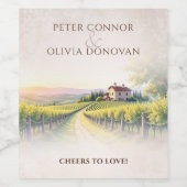 Timeless Romantic Vineyard Rustic Wedding Wijn Etiket (Enkel label)