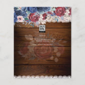 Timeless Rustic Blue Burgundy Floral Lace Wedding Flyer (Achterkant)