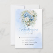 Timeless Rustic Pastel Blue Floral Wedding RSVP (Devant)