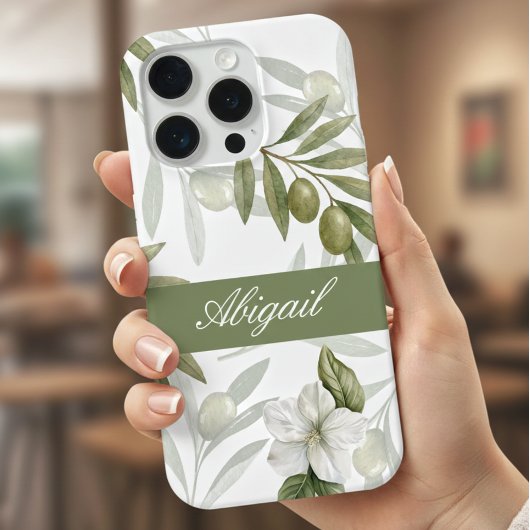 Timeless Sage Olive Watercolor Chic Name