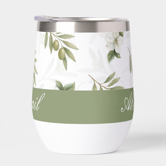 Timeless Sage Olive Watercolor Chic Name (Droite)