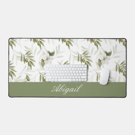 Timeless Sage Olive Watercolor Name  (Clavier et souris)