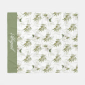 Timeless Sage Olive Watercolor Name  Fleece Deken (Voorkant (Horizontaal))