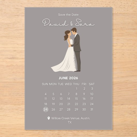 Timeless Save The Date Wedding Announcement  Acryl Uitnodigingen (Voorkant)