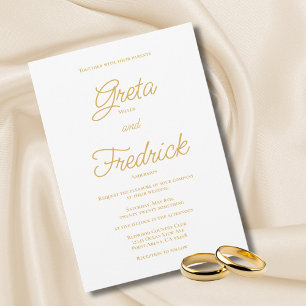 Timeless Simple Elegance Gold Script Weddenschap Kaart