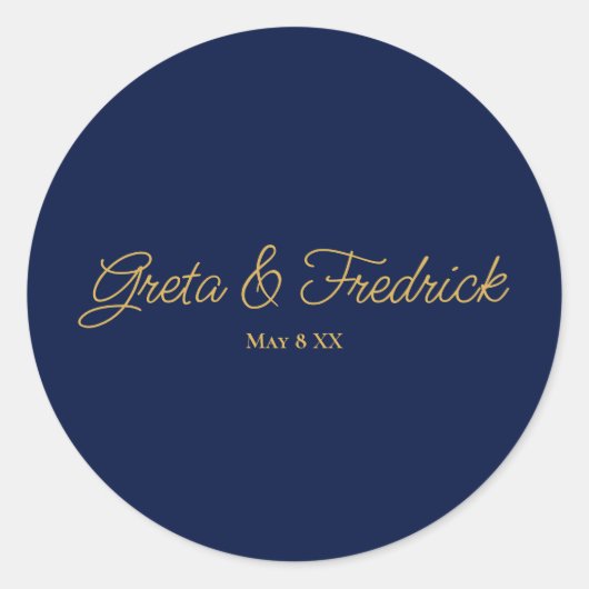Timeless Simple Minimalist Navy Gold Script Ronde Sticker (Voorkant)