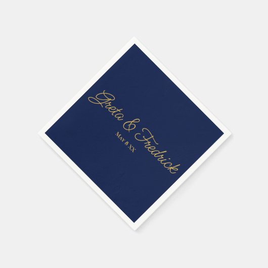 Timeless Simple Minimalist Navy Gold Script Servet (Hoek)