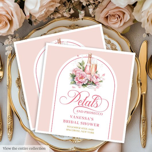 Timeless Watercolor Petals and Prosecco Napkins Servet