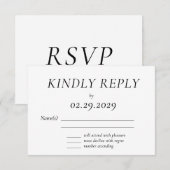 Timeless White Elegant Wedding RSVP Card (Devant / Derrière)