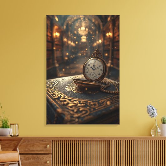 Timeless Wisdom – The Golden Clock of Knowledge Canvas Afdruk (Insitu (Woonkamer))