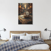 Timeless Wisdom – The Golden Clock of Knowledge Canvas Afdruk (Insitu (Slaapkamer))