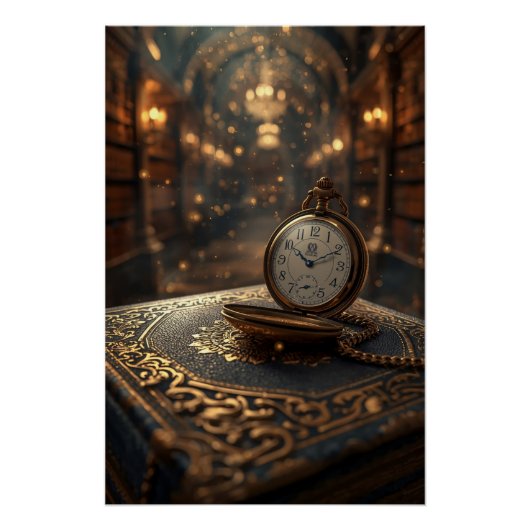 Timeless Wisdom – The Golden Clock of Knowledge Perfect Poster (Voorkant)
