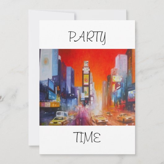 Times Square America Party Time Invitation Kaart (Voorkant)