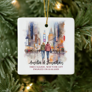 Times Square New York Waterverf Reiskunst Keramisch Ornament