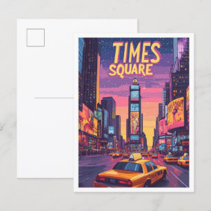 Times Square NYC Kunst Vintage Illustratie Reizen Briefkaart