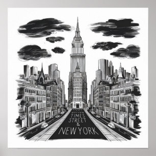  Times Square Street Pen Tekening Poster