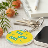 Times twee gele leren sleutelhanger (Voorkant Rechts)