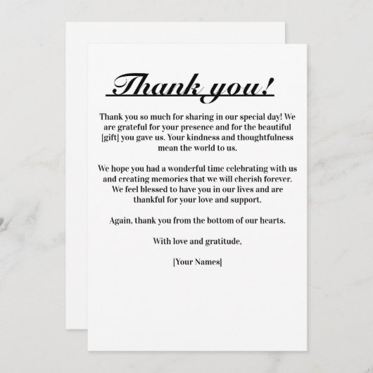 Timless Elegance - Hartelijk dank - kaart (Voorkant / Achterkant)