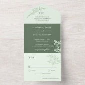 Timless Flower Monogram Weddenschap All In One Uitnodiging (Binnen)