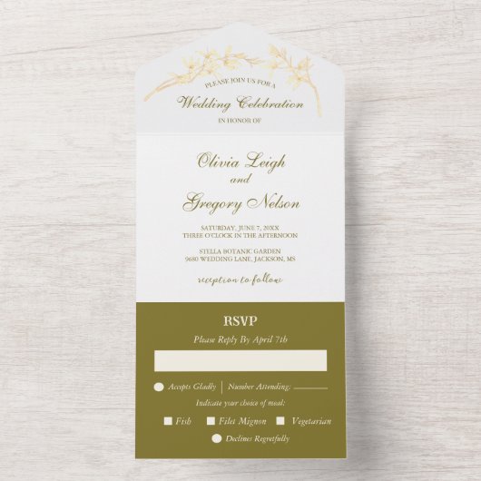 Timless Flower Wedden All-in-One All In One Uitnodiging (Binnen)