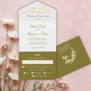 Timless Flower Wedden All-in-One All In One Uitnodiging