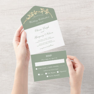 Timless Flower Weddenschap in één keer All In One Uitnodiging