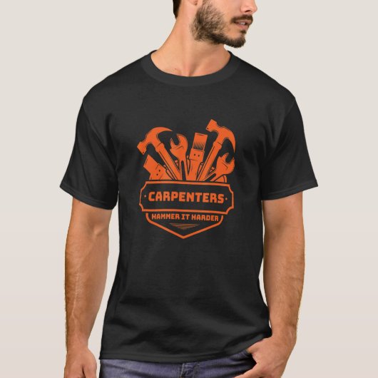 Timmerlieden Hammer It Harder Carpentry T-shirt (Voorkant)
