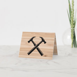Timmerman Aannemer Rustieke Houten Hamer Logo Bedankkaart