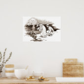  timmerman en parijs in het Poster Sepia (Keuken)