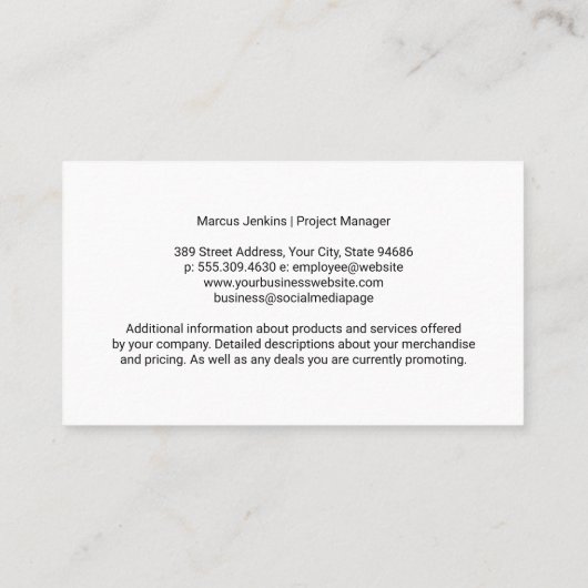 Timmerwerk Bouw Thuishamer | hoofdaannemer Visitekaartje (Achterkant)