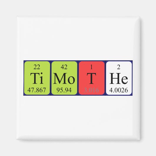 Timothe periodiek table name magnet magneet (Voorkant)