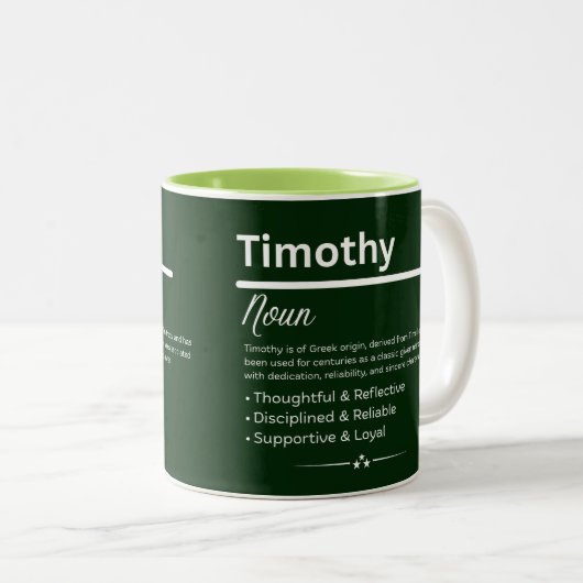 Timothy Personalized Name Tweekleurige Koffiemok (Voorkant rechts)
